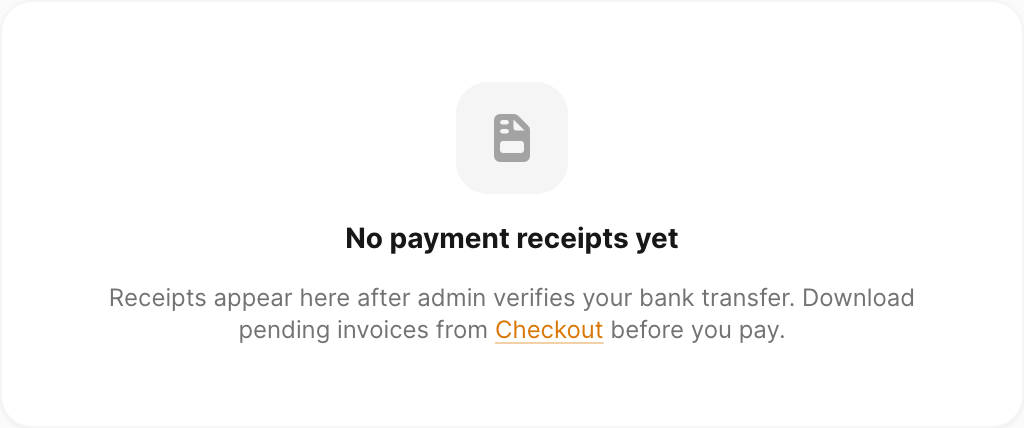 No payment receipts yet