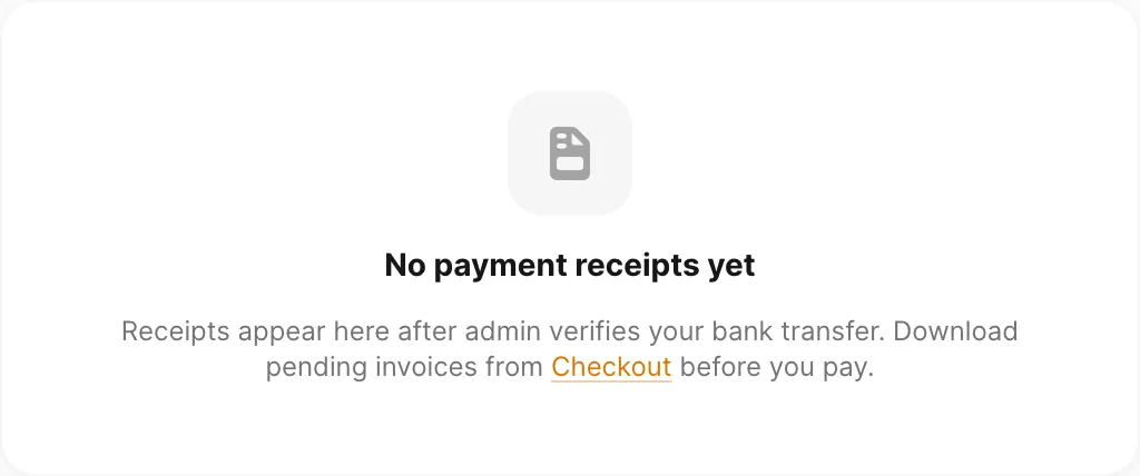 No payment receipts yet