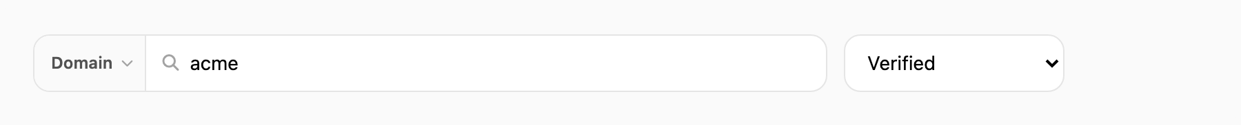 Domain search active with Verified status filter