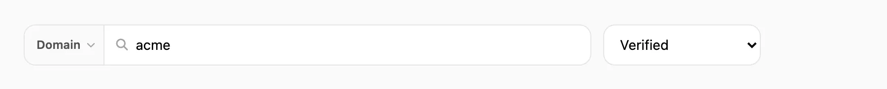 Domain search active with Verified status filter