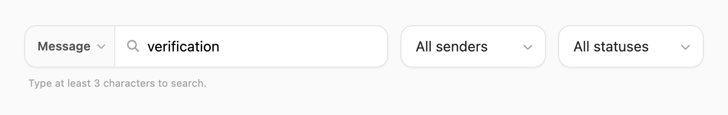 Message search — contains match on subject or body text
