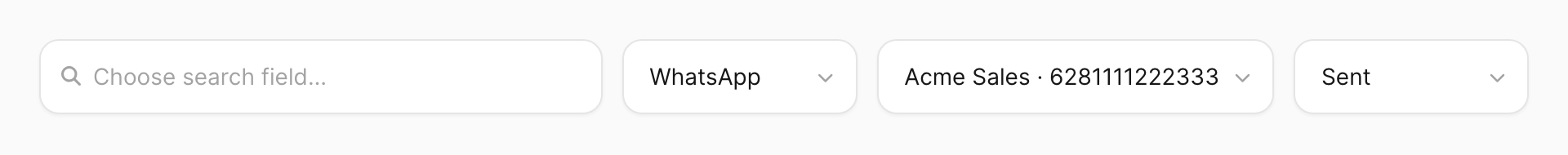 Channel, device, and status filters beside search