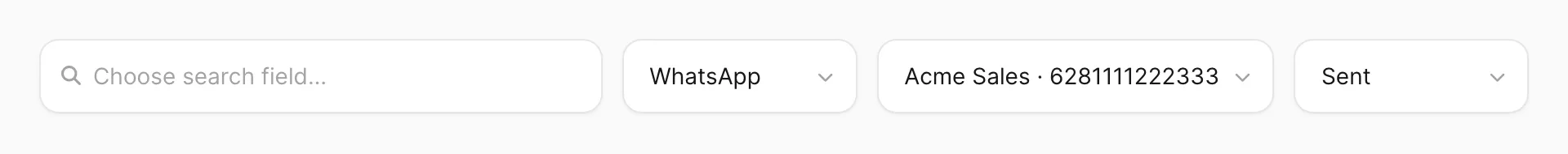Channel, device, and status filters beside search