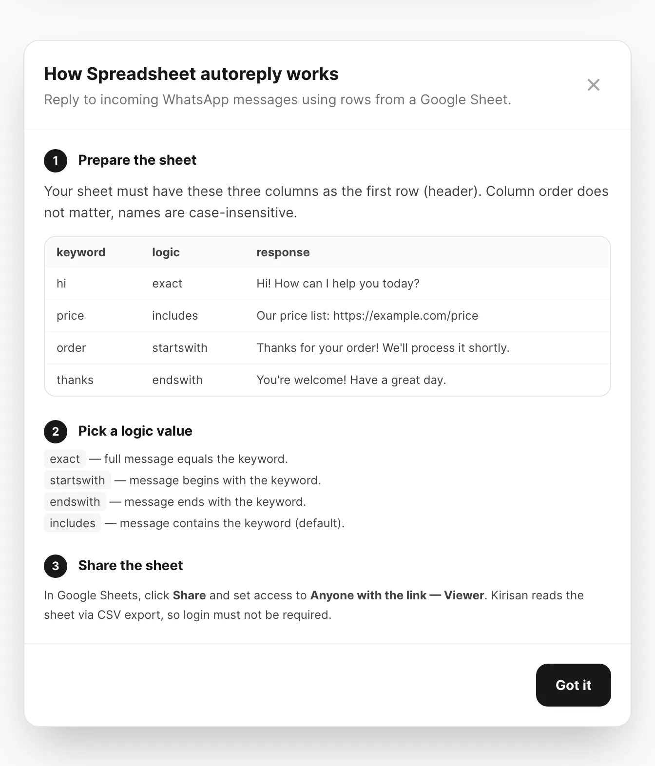 Tutorial spreadsheet — kolom sheet, nilai logic, dan berbagi