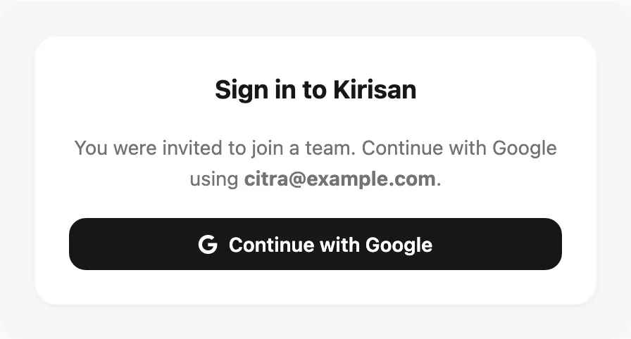 Login with Google to accept a team invite