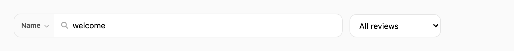 Name search — field pill, query, and review filter