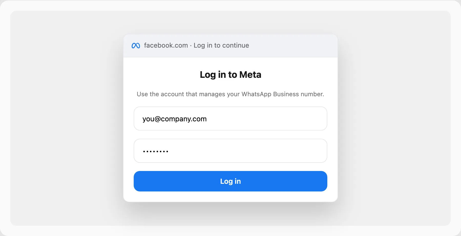 Step 3 — sign in with your Meta account