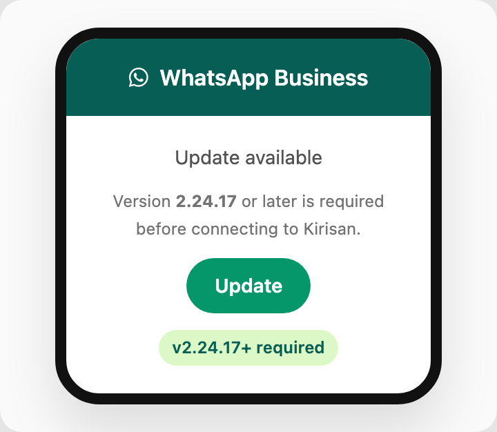 Before you start — update WhatsApp Business