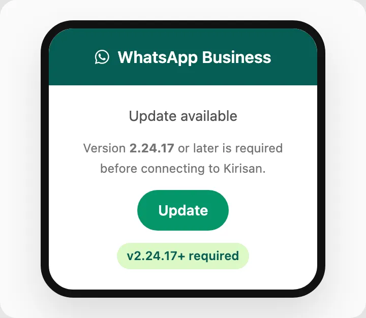 Before you start — update WhatsApp Business