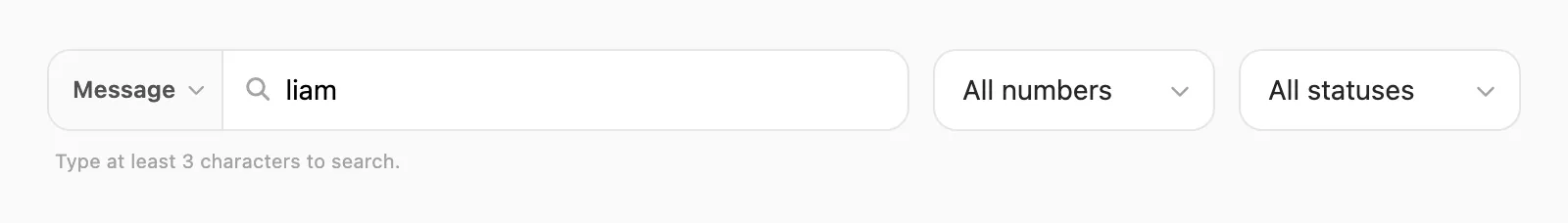 Message search — contains match on message body