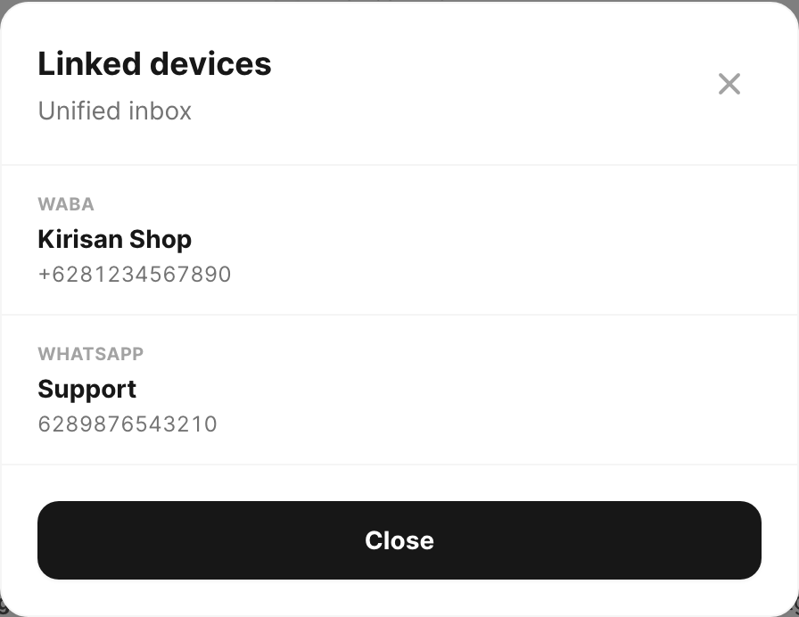 Linked devices popup