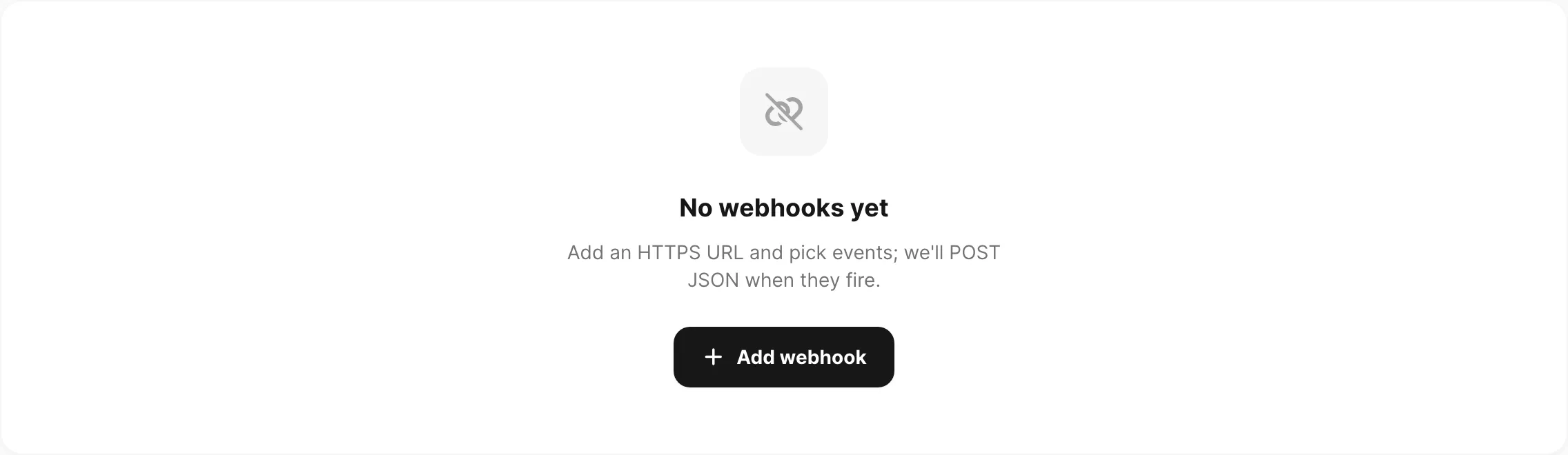 No webhooks yet