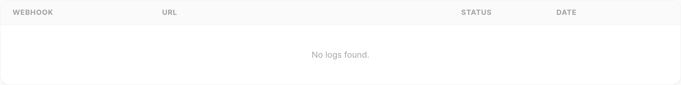 No matching webhook logs