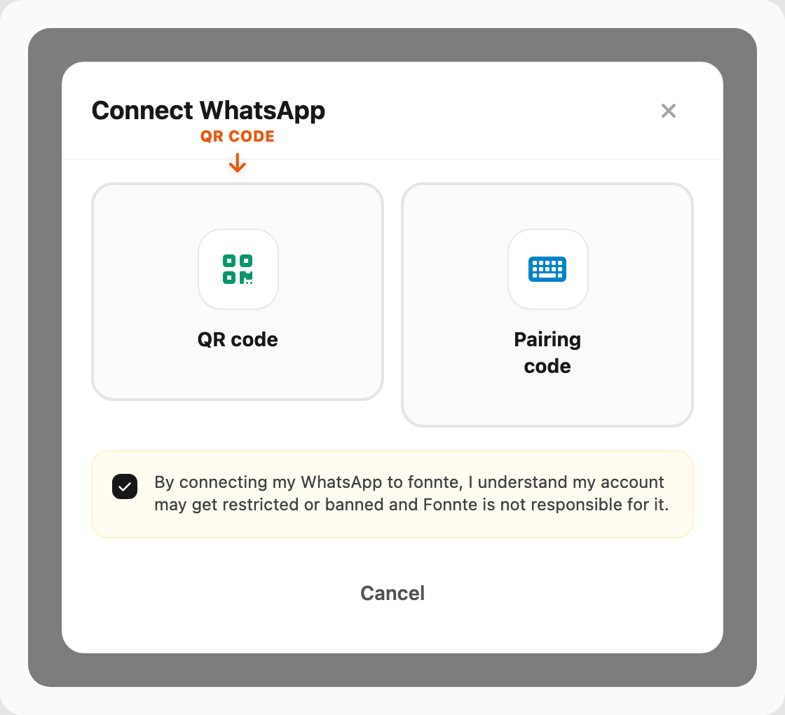 Step 2 — choose QR code