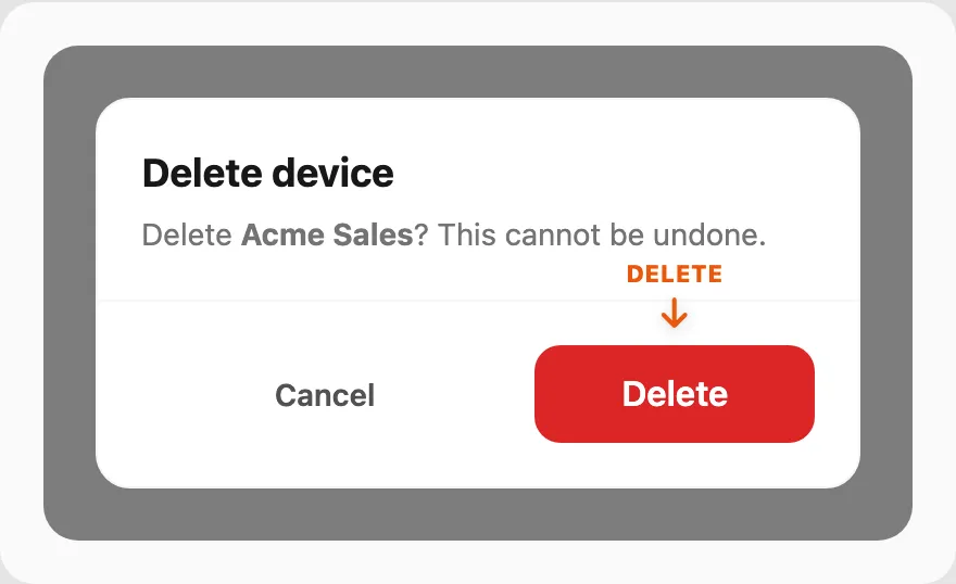 Delete — confirmation dialog