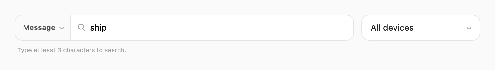 Message search — contains match on message body