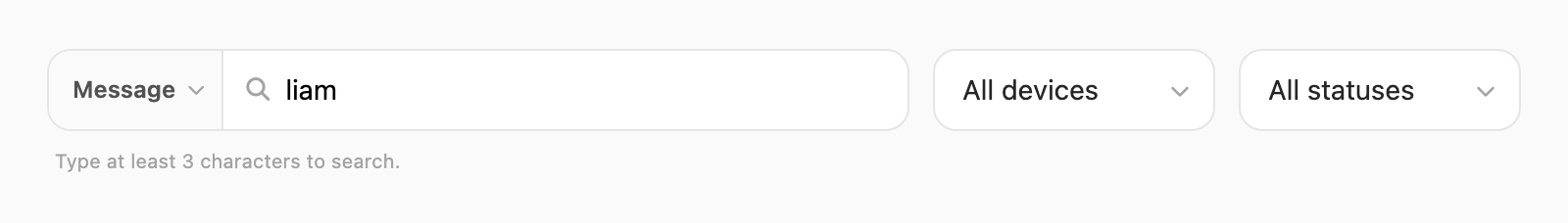 Message search — contains match on message body
