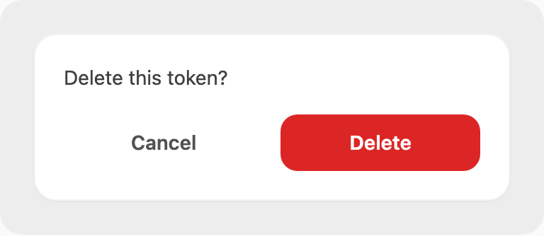 Delete token confirmation